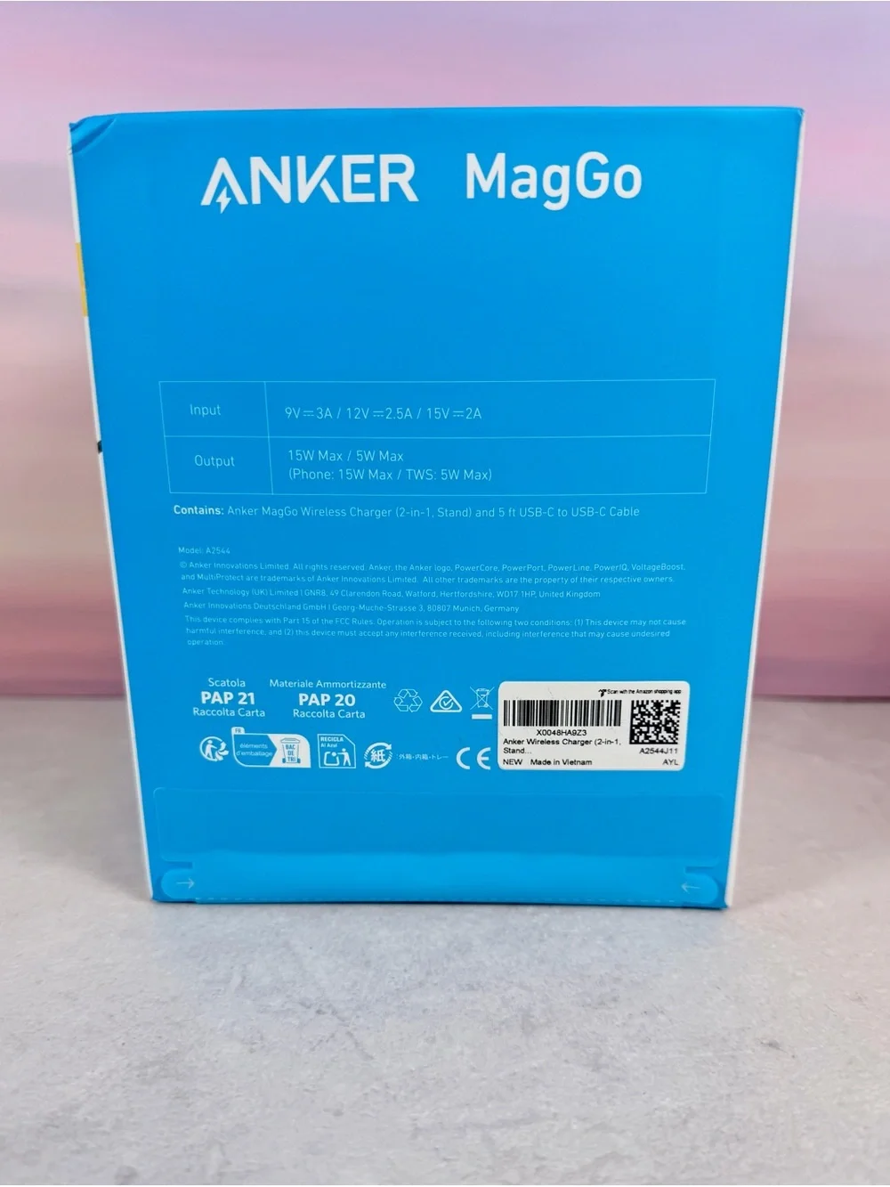 Anker MagGo 2‑in‑1 Wireless Charger - Bright Blue